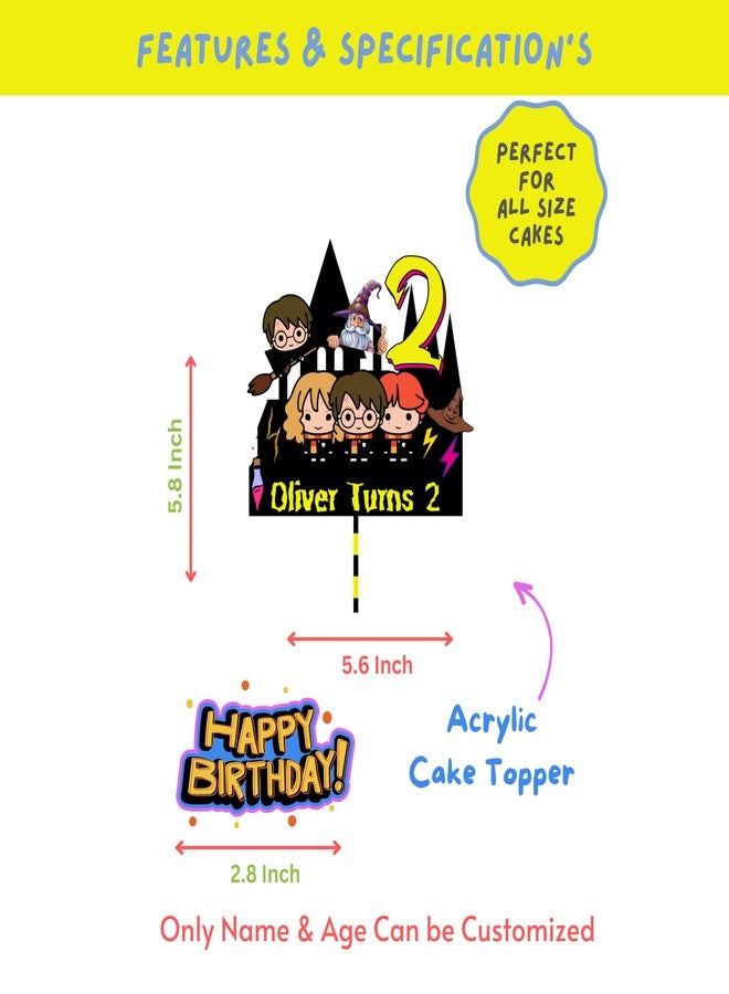 Yellow Nuts Personalised Cake Topper For Birthday Cartoon Theme Kids Boys Girls 1st Birthday Anniversary Props Cake Decor Decoration (Potter) - Image 2